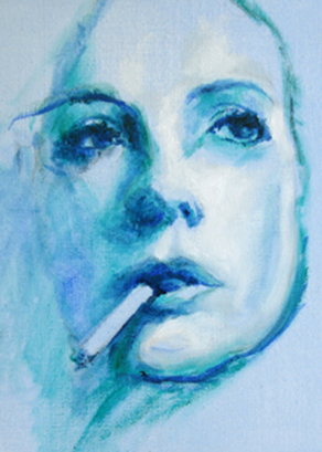 oil portrait smoking woman