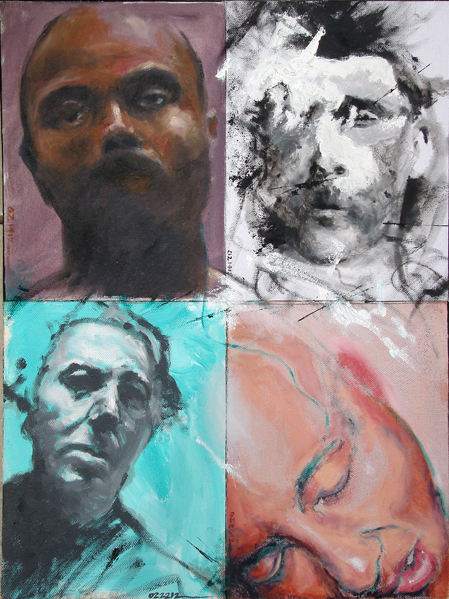 4 face studies in a grouping