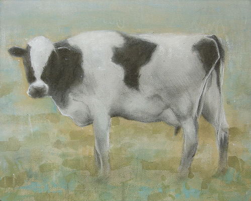 Holstein pencil drawing with acrylic