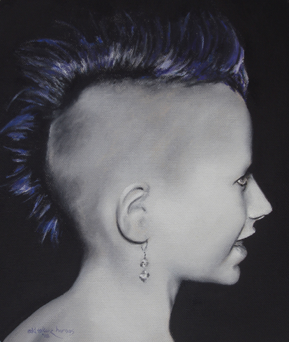 painting girl purple mohawk