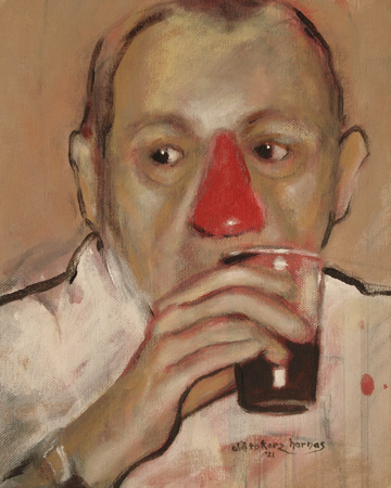 acrylic painting man drinking