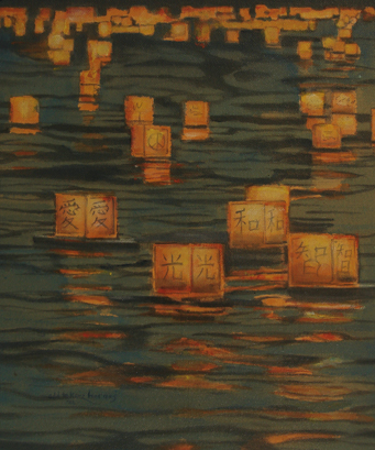 painting floating lanterns
