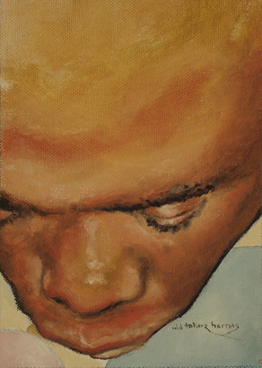 oil study man's face from above