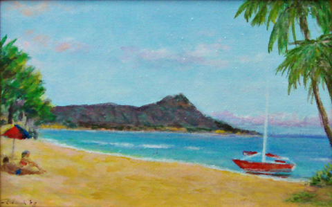 Diamond Head viewed from a Waikiki beach