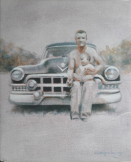 a man, a Cadillac and a baby